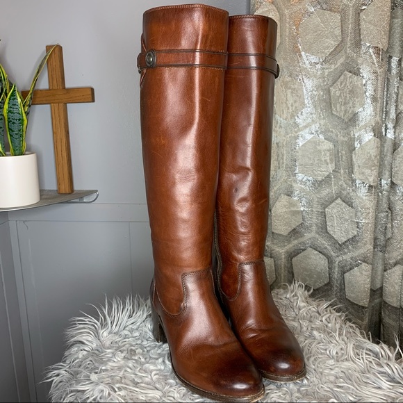 Frye Heeled Riding Boots Tobacco - Picture 1 of 10